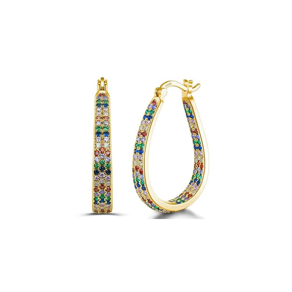 Aretes Aros de argolla con varilla de plata para mujeres