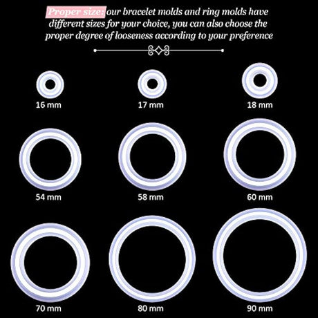 9 piezas de molde de silicona para pulsera y anillo, molde de resina de fundición redondo, molde de silicona para joyas, manualidades y suministros