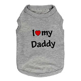 DroolingDog Ropa para perros pequeños, camiseta para mascotas con texto en inglés I Love My Daddy Puppy Apparel para perros pequeños, XS, gris