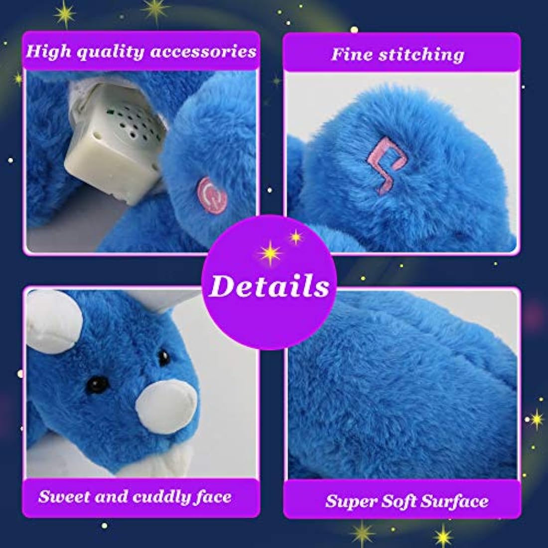 Dinosaurio de peluche con luz musical