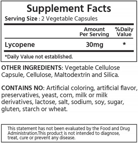 Suplemento Naturals Licopeno natural 30 mg (alta potencia)