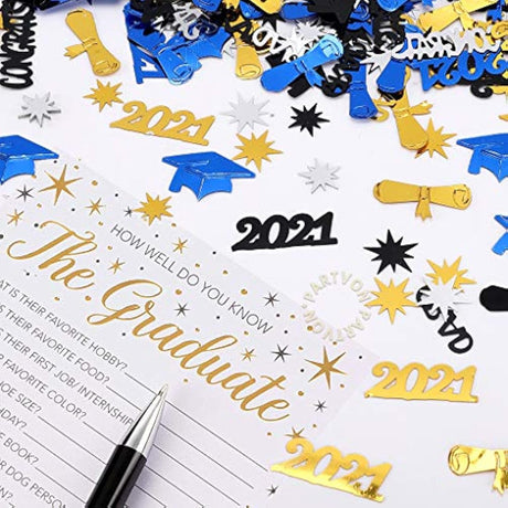 Confeti de graduación azul decoración de mesa para 2021