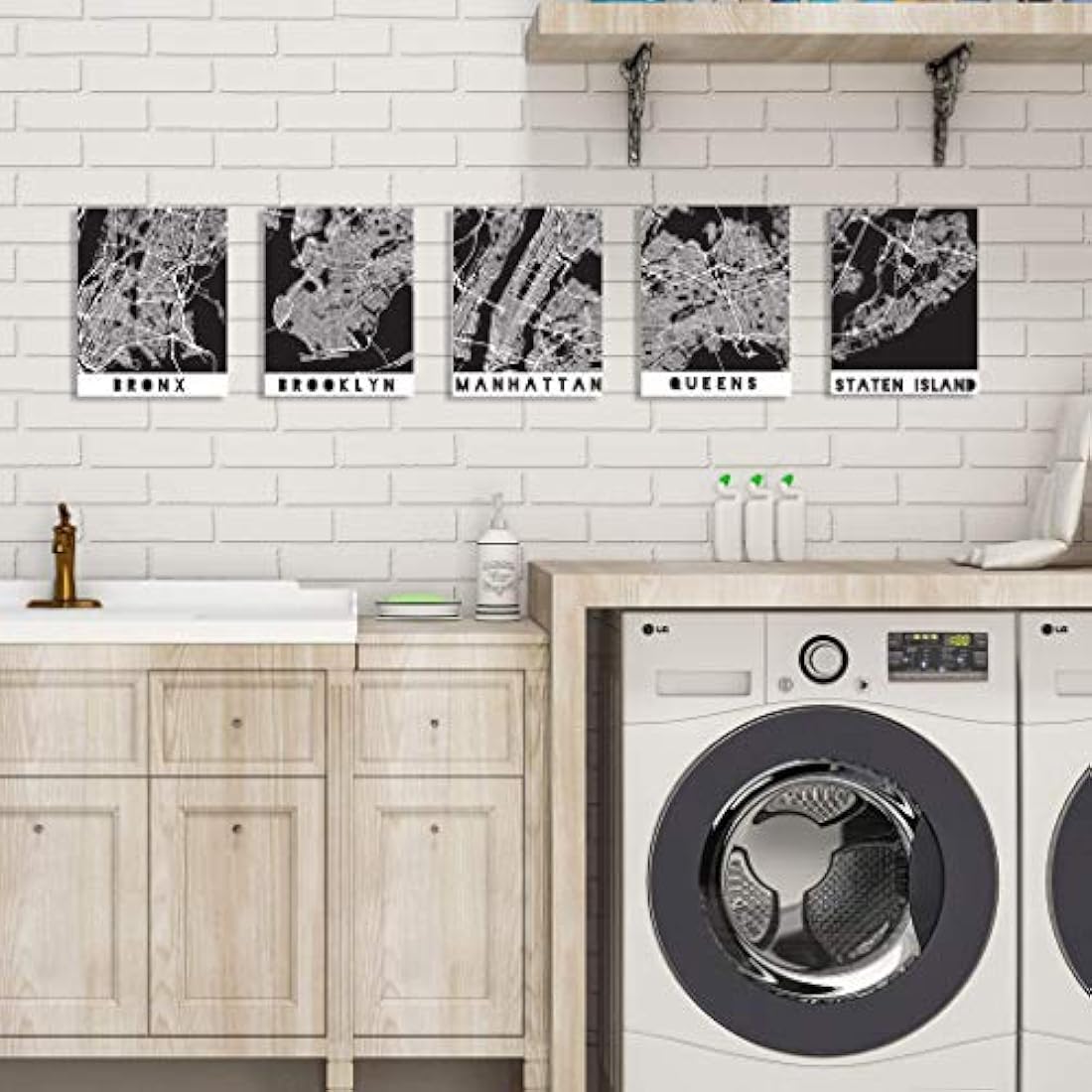 Arte de pared de la ciudad de Nueva York Blanco y negro