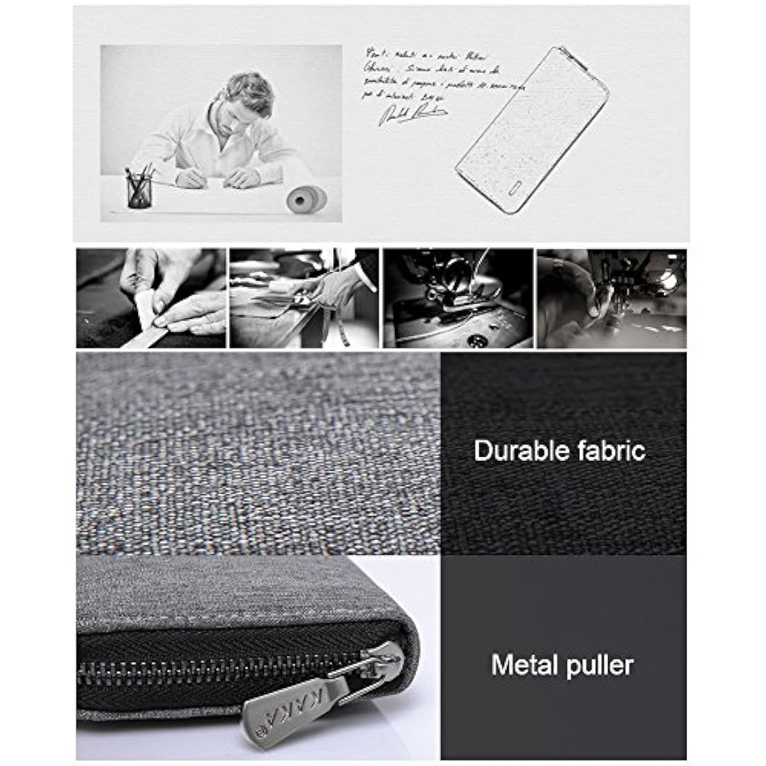 Cartera para hombre impermeable de lona con cremallera