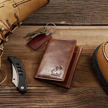 Bull Guard RFID billeteras de piel auténtica para hombre