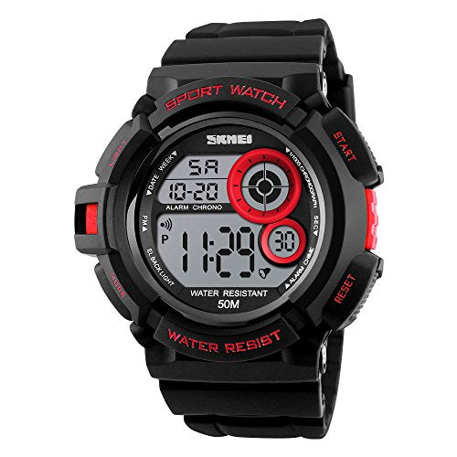 Fanmis Military Multi Function Digital LED Reloj de cuarzo Resistente al agua Electrónica Sport Relojes Rojo