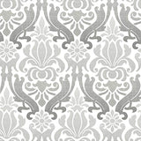 Papel pintado en vinilo estilo Damasco- gris para pared