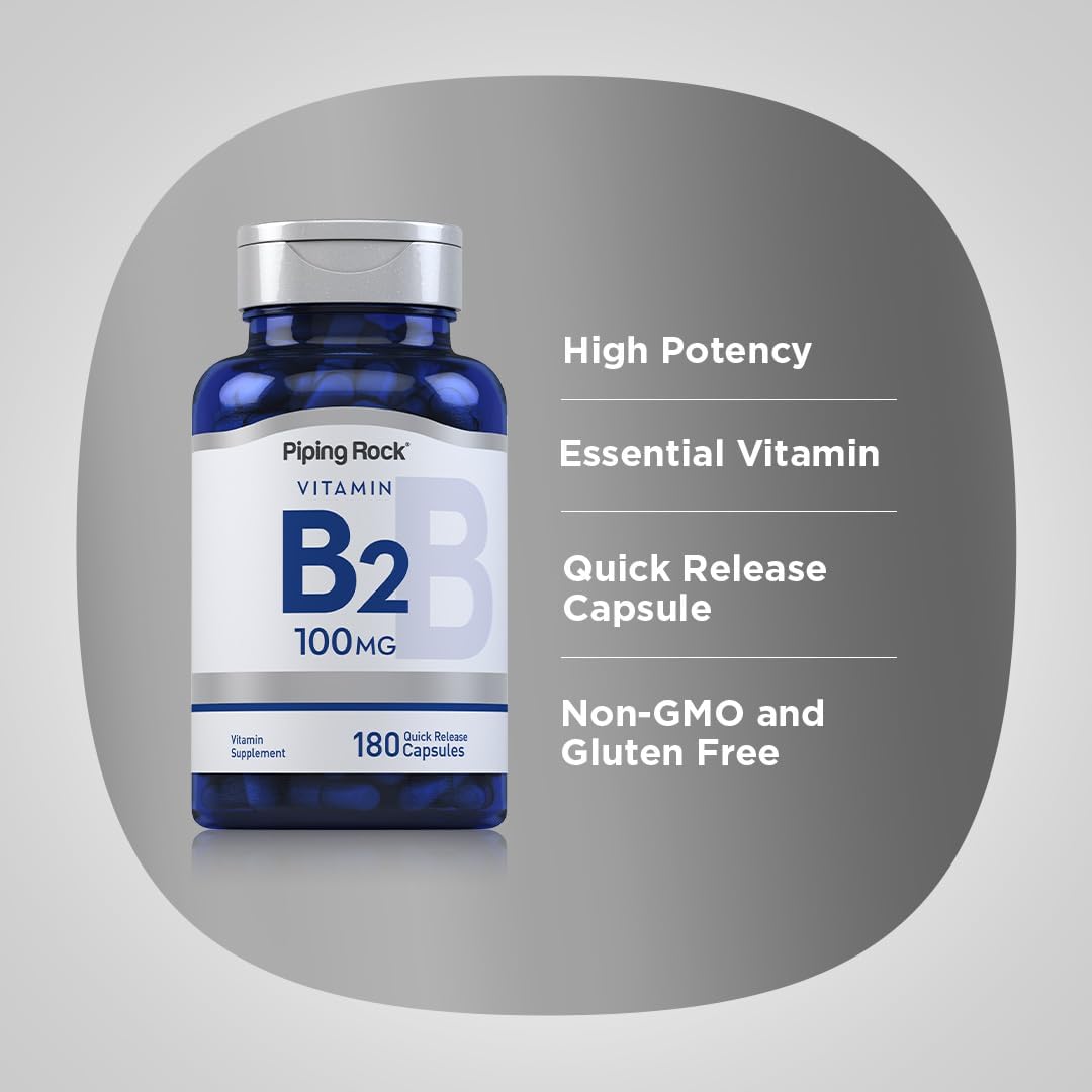 Vitamin B2 Piping Rock 100mg 180 Cápsulas Vegetarianas