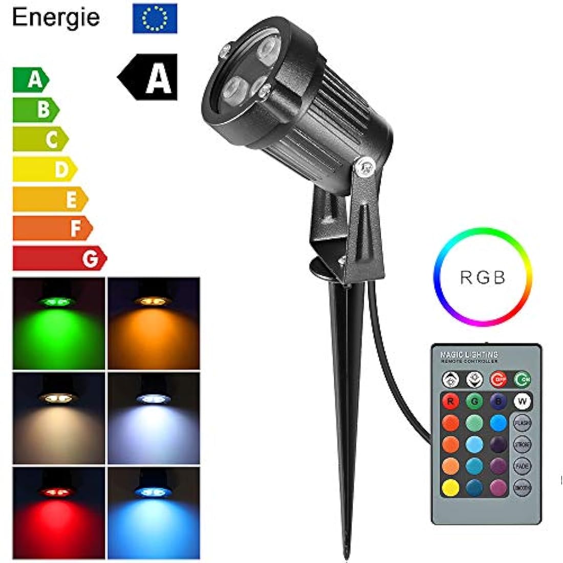 luz para césped, 2 en 1, impermeable, control remoto