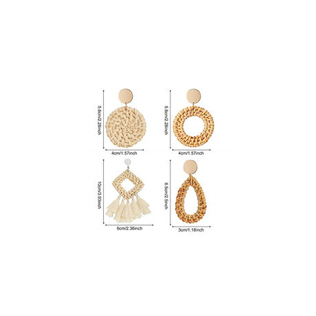 Aretes de diseño geométrico con borlas 4 pares de aretes