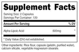Suplemento Nutricost Alpha Lipoic Acid, 0.02 oz por porción, 120 porciones, 1 botella, 1