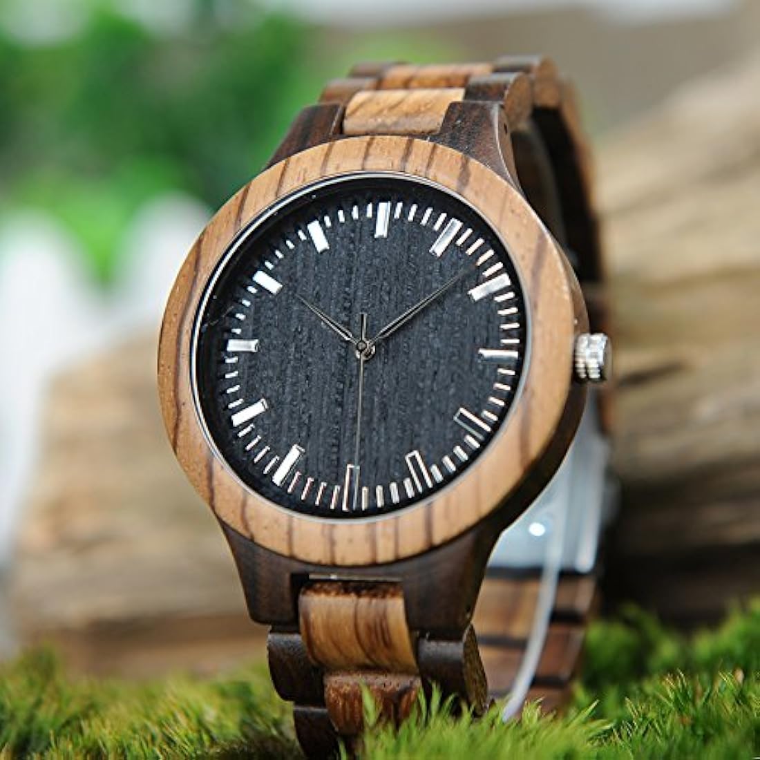 Reloj de madera para hombre, reloj de cuarzo de madera