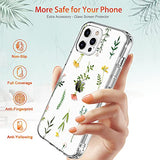 GiiKa Funda para iPhone 12 Pro Max con protector de pantalla, transparente cuerpo completo a prueba de golpes de protección floral niñas mujeres caso duro con TPU parachoques cubierta teléfono caso para iPhone 12 Pro Max, flores de hierba