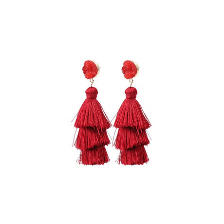 Aretes de borla coloridos para mujer