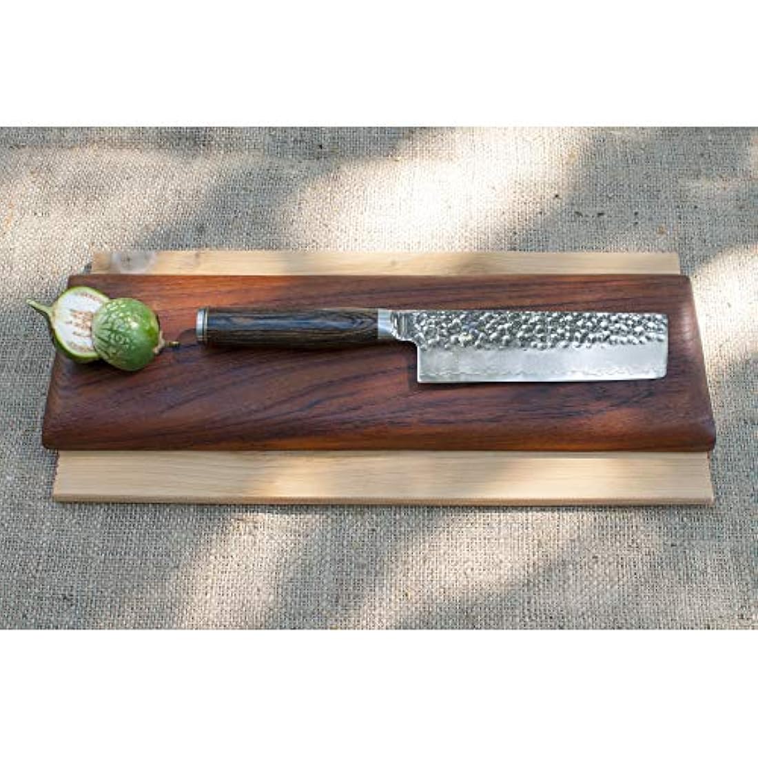cuchillo de 5.5 pulgadas hoja acabada, mango de madera