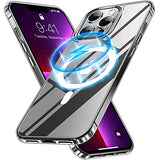 JUSTCOOL Funda magnética para iPhone 13 Pro, [no amarillea] [Protección contra caídas de grado militar] Funda delgada delgada y transparente para iPhone 13 Pro de 6.1 pulgadas (transparente magnética)