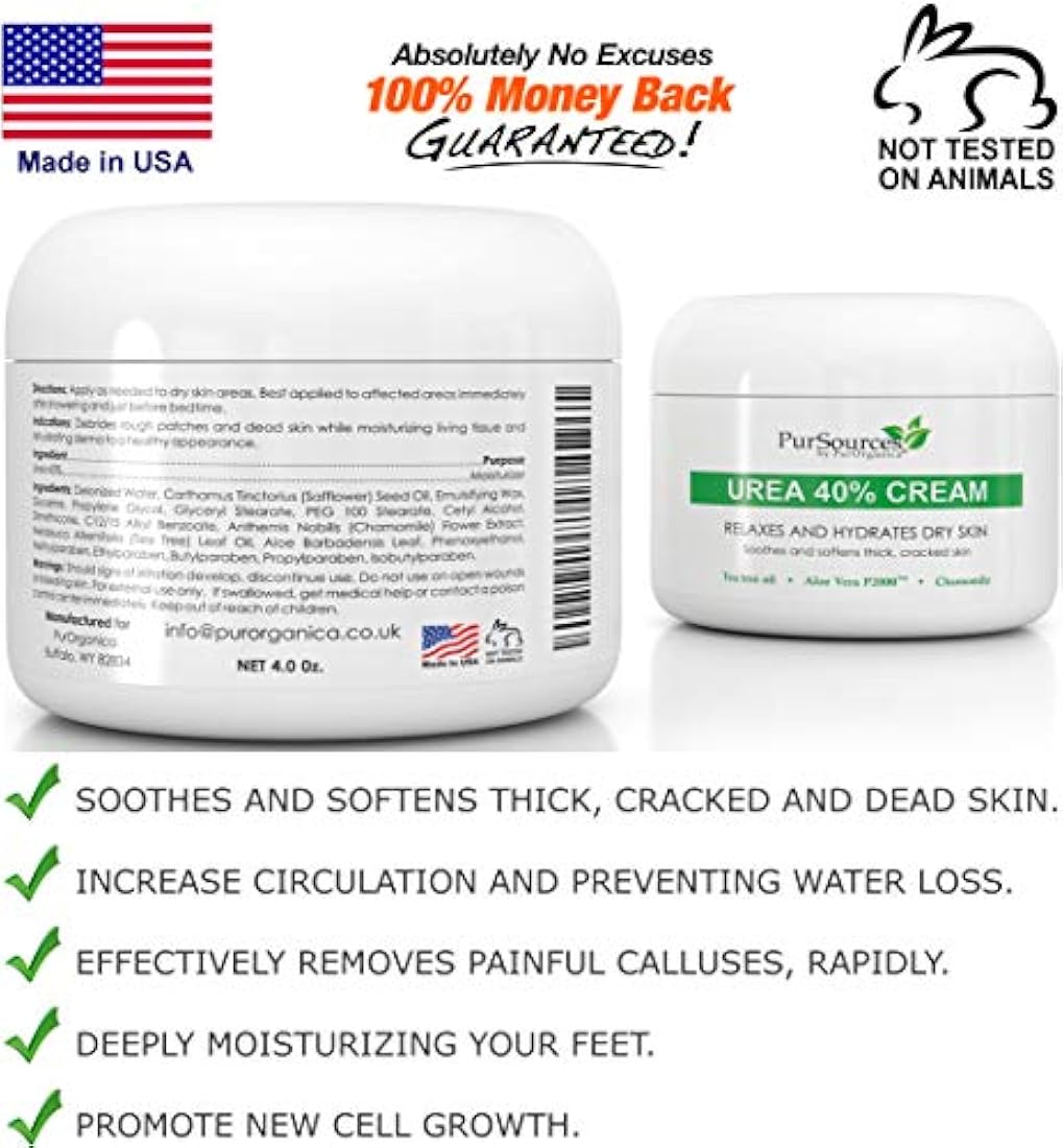 Crema para los pies de urea al 40 % 4 onzas