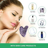 Gua Sha - Herramienta de masaje, tablero de guasha de amatista para cara y cuerpo, piedra de jade natural Gua Sha, masajeador facial para terapia de acupuntura tradicional, herramientas diarias antienvejecimiento para la salud y el cuidado de la piel