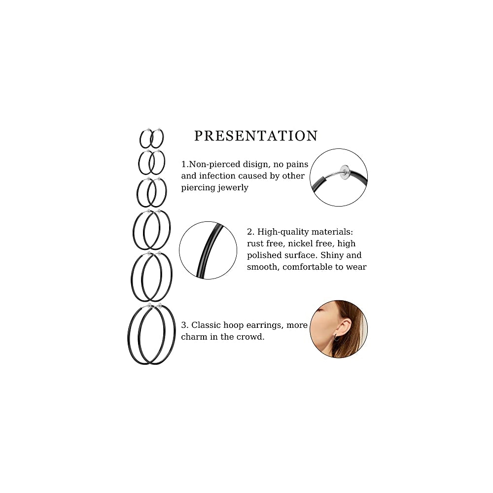 Aretes de aretes de aro con clip para mujer
