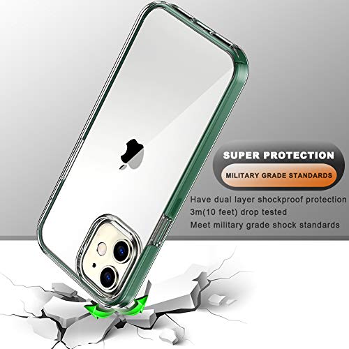 COOLQO - Funda transparente de silicona de cuerpo completo 360º a prueba de golpes, compatible con iPhone 12 / iPhone 12 Pro de 6.1 pulgadas [con 2 protectores de pantalla de vidrio templado], verde