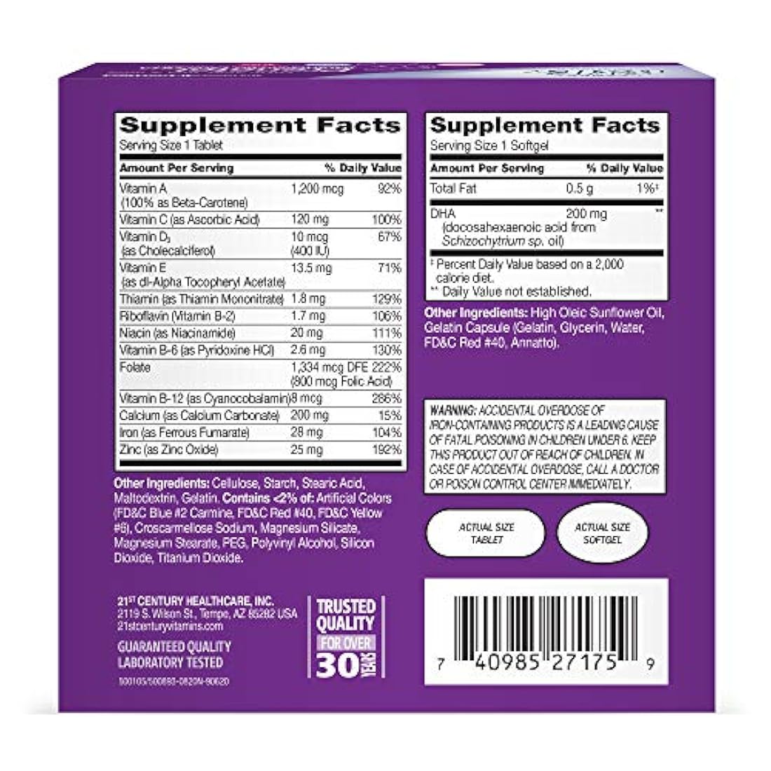 21st Century Prenatal with DHA, Tablets and Softgels, 120 Count