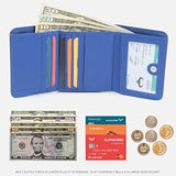 Billetera de piel para mujer color negro y azul. AlphaHide