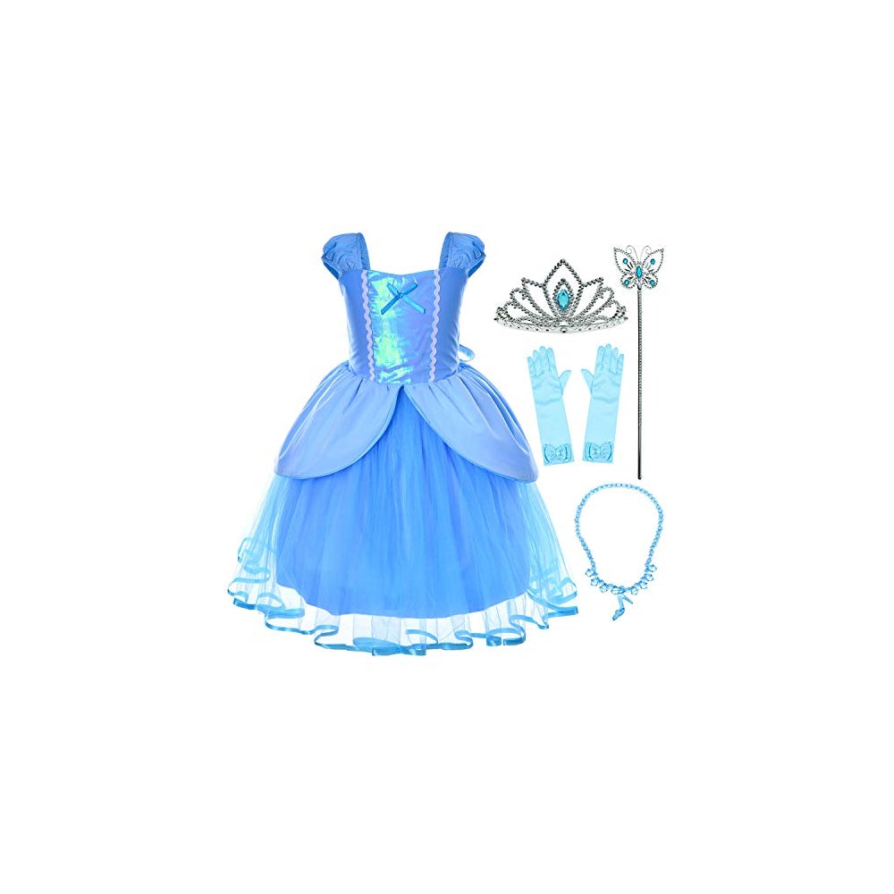 Disfraz de princesa vestido azul para niñas talla 4-5T