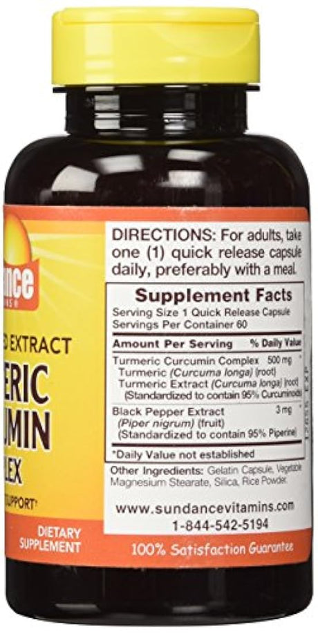 Tabletas Sundance Cúrcuma Curcumina Complejo, 60 Count