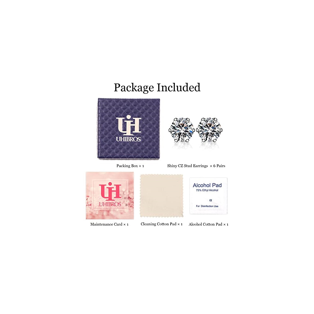 Aretes de acero inoxidable Juego de 6 pares