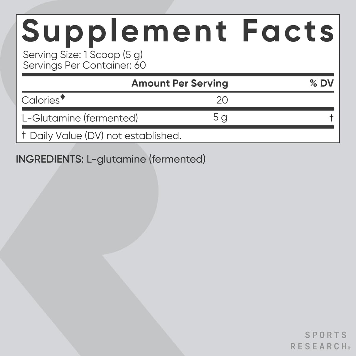 L-Glutamina en Polvo - Sports Research - 5g por Porción - 300g