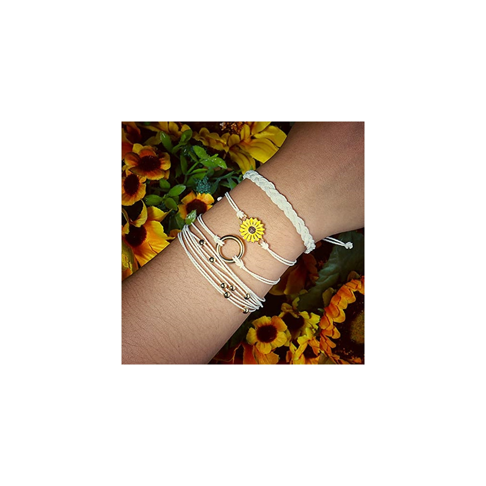 Pulseras y tobilleras de cuerda trenzada hecha a mano