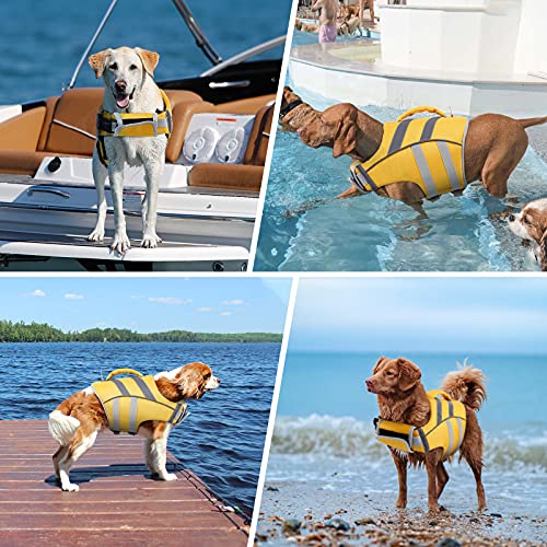 Chaleco salvavidas para perros con rayas reflectantes, chaleco salvavidas ajustable de alta visibilidad, salvavidas para perros pequeños, medianos y grandes