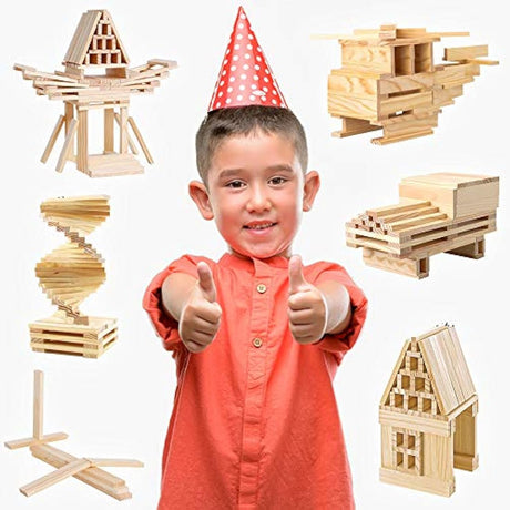 Juguetes STEM para niños 100 piezas de tablones de madera