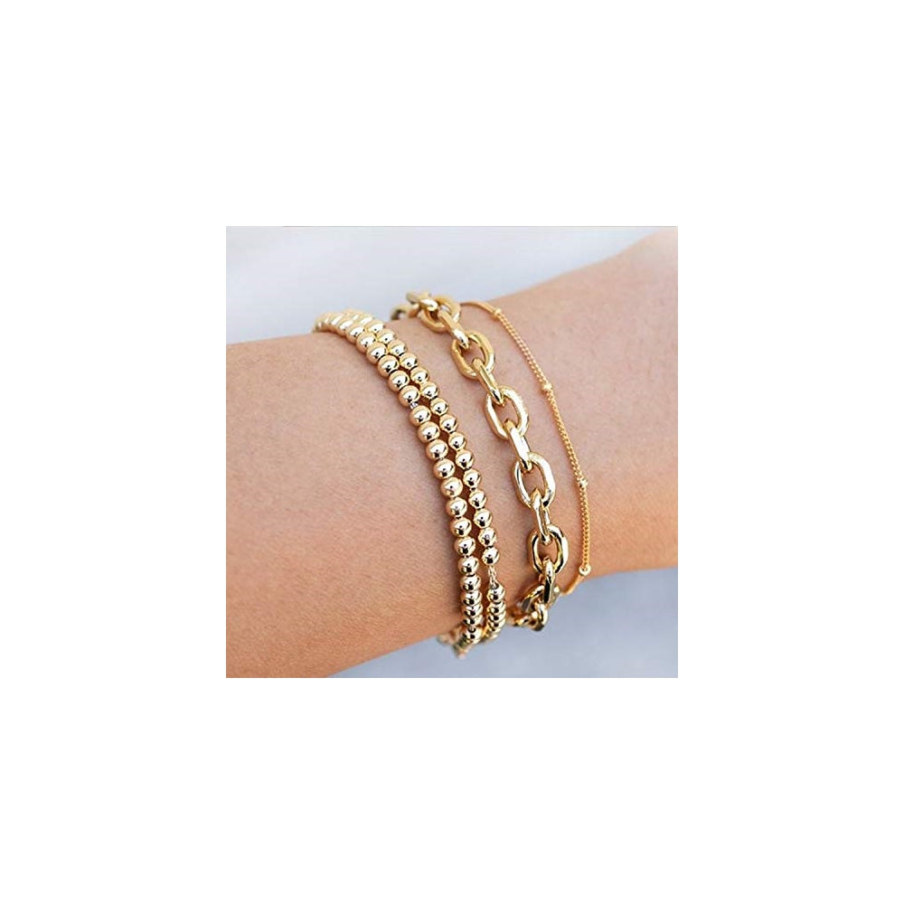 Pulseras y tobilleras para mujer con cuentas chapadas en oro