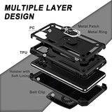 Funda para Galaxy S22 Ultra, Samsung S22 Ultra con clip para cinturón, soporte de anillo, cubierta de protección de grado militar [compatible con soporte magnético para automóvil] Funda a prueba de golpes para S22 Ultra (negro)