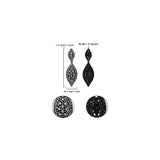 Aretes colgantes de 2 hojas con cristales de estrás negro