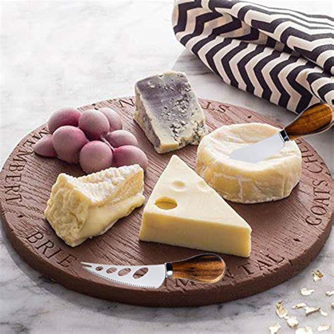 Juego de 6 cuchillos de queso con mango de madera de bambú