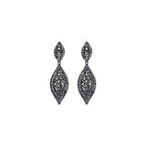 Aretes colgantes de 2 hojas con cristales negro claro