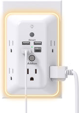 Protector de Sobretensión con USB Addtam 5 Tomas y Luz Nocturna