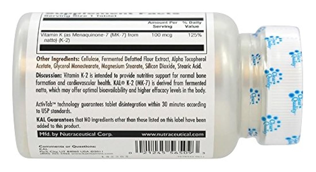 kal K-2 – -100 mcg – 60 tabletas