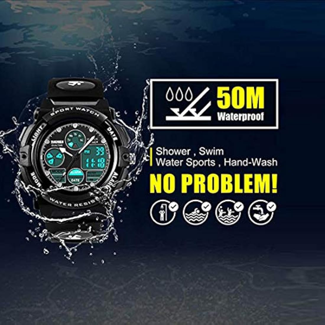 Kid Watch 50M Sport Sport LED Alarm Stopwatch Digital