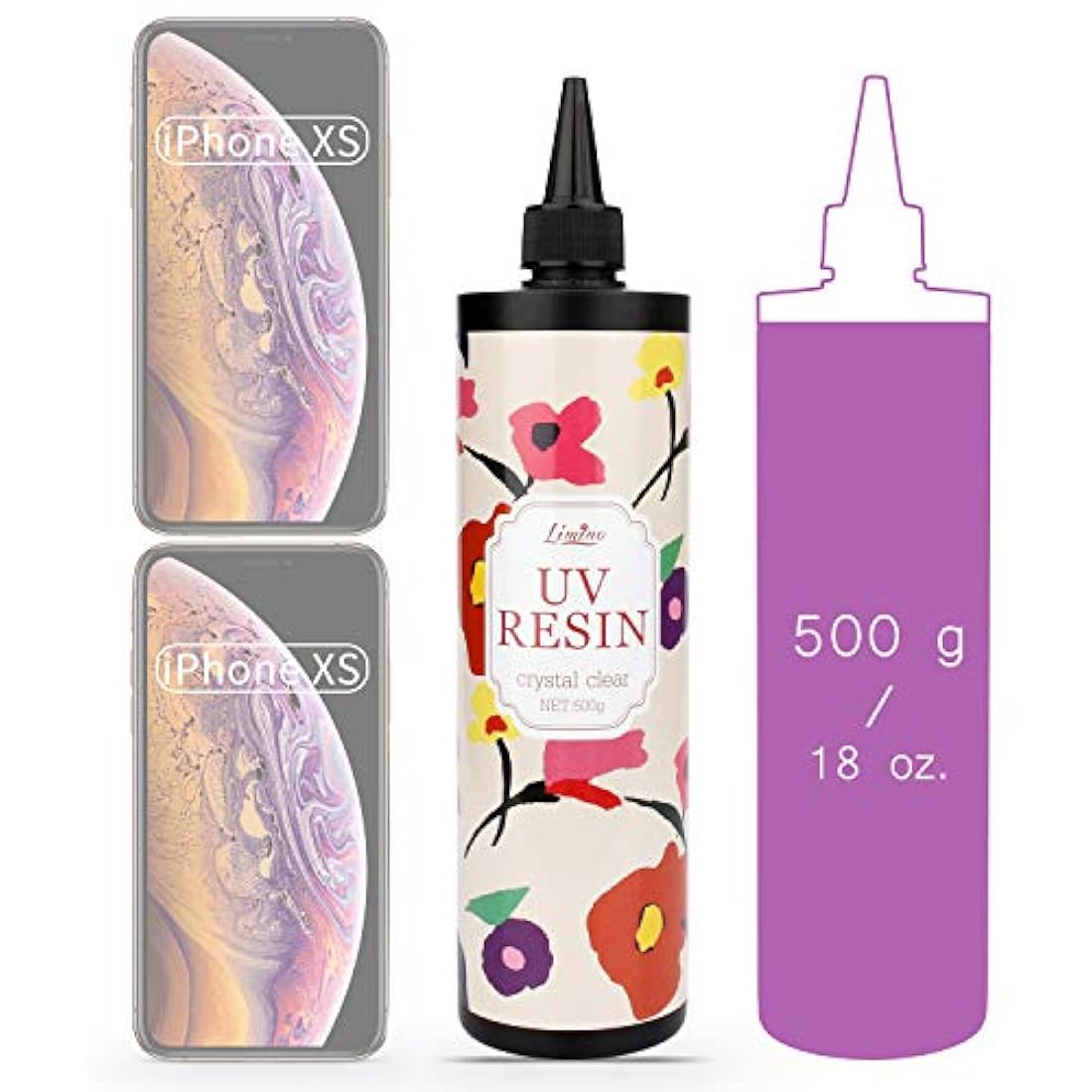 Resina UV – Resina epoxi endurecida ultravioleta mejorada de 17.64 oz para bricolaje y fabricación de joyas, molde de resina para bricolaje – Pegamento UV Solar Cure Resina activada por luz solar para fundición y revestimiento, decoración de manualidades