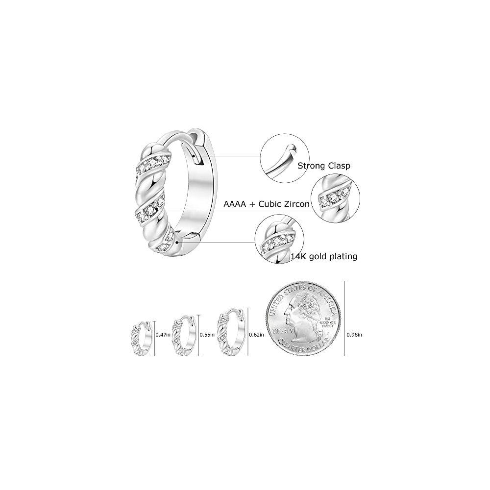 Aretes de aro chapados en oro de 14 quilates para mujeres