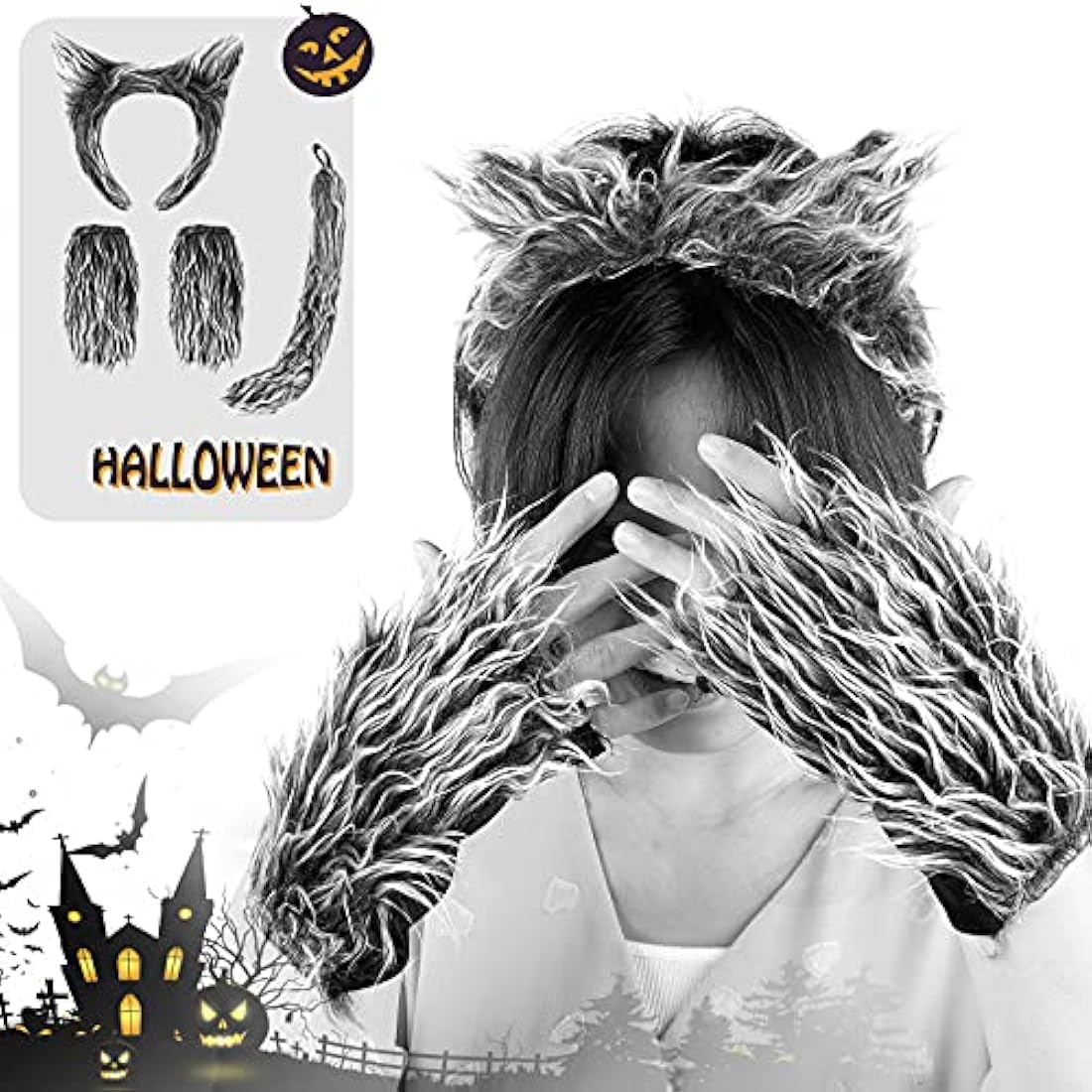 Disfraces Disfraz de orejas de lobo con diadema