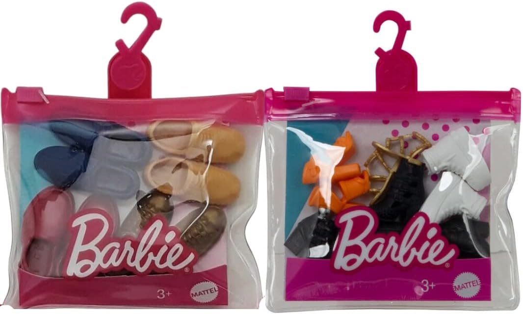 Paquete de accesorios para zapatos Barbie & Ken – 9 pares, compatible con muñecas, edad 3+