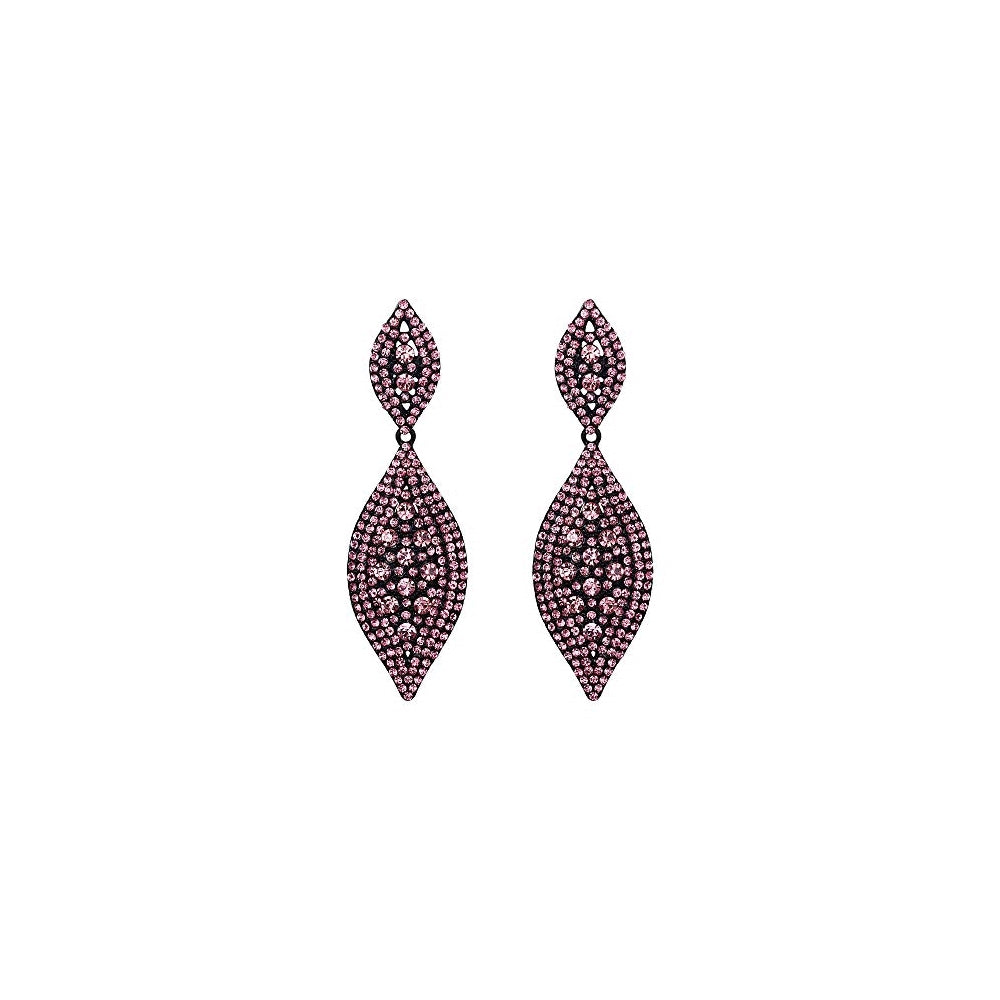 Aretes Flyonce colgantes de 2 hojas con cristales para mujer