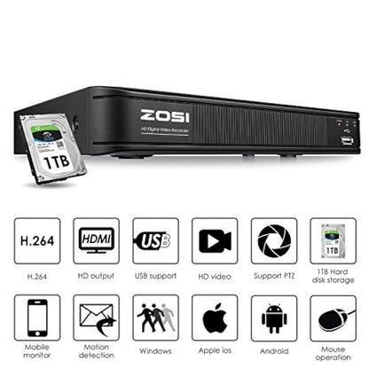 ZOSI H.265+1080p Sistema  cámara de seguridad para el hogar