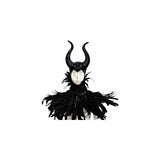Disfraz chal gótico con plumas negras y cuernos  Maleficent