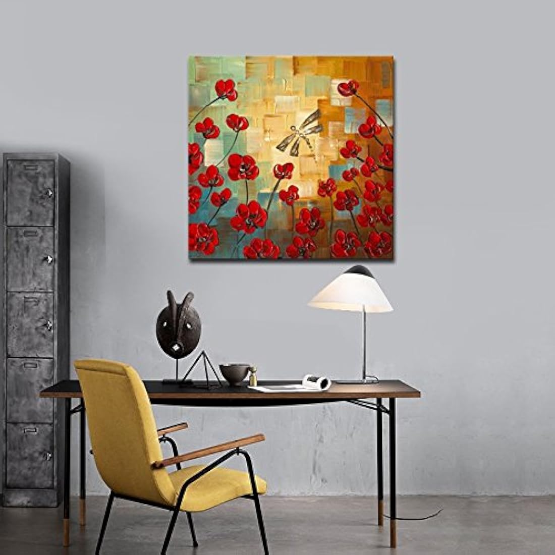 Las libélulas aman las flores, pintura al óleo para colgar