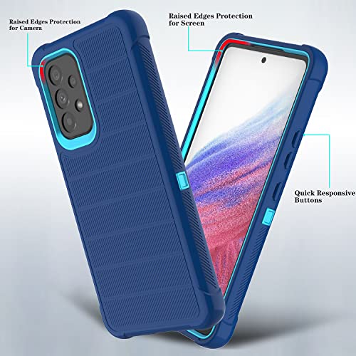Leptech Funda para Samsung Galaxy A53 5G con protector de pantalla de cristal, [Serie Funda] Clip de cinturón de protección, resistente, resistente, resistente, resistente, militar, a prueba de golpes, cubierta para teléfono celular (azul)